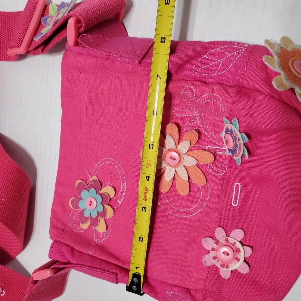 American‎ Girl Pink Crossbody Shoulder Messenger Bag Floral Felt Flowers Kids